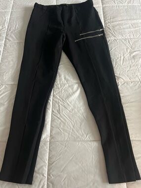 Zara Black Trousers with Silver Zip Accents